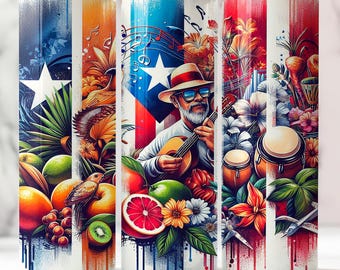 Puerto Rico Flag Tumbler Design, Boricua Pride (PNG)