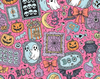 Pink Girly Spooky Halloween Pattern for Commercial Use (JPG)