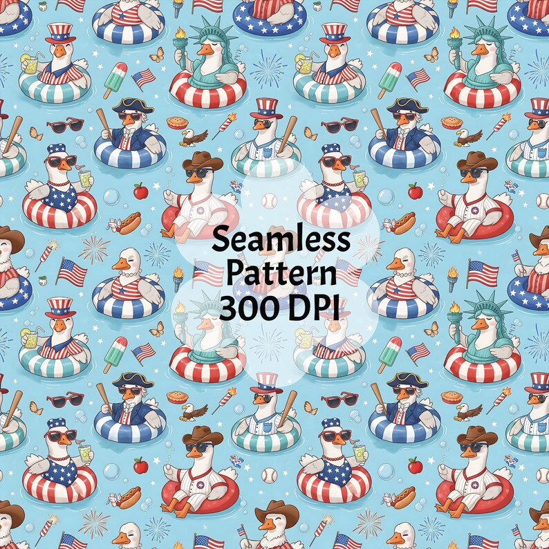 Patterned Floaties Patriotic Goose on Floaties Seamless Pattern (PNG, JPG) - Etsy