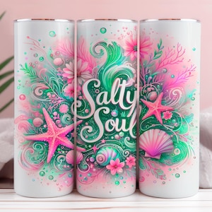 Beach Tumbler Wrap PNG, Sublimation Digital Download, 20 oz Skinny Tumbler Design, Summer Sea Turtle Starfish Instant Digital Download Only