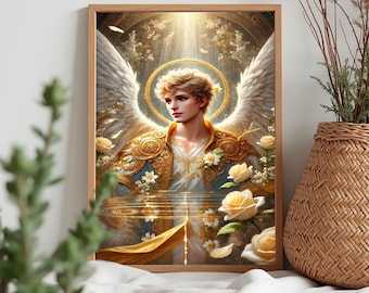 Ärkeängeln Gabriel konsttryck, Sankt Gabriel ikon, ängelväggdekor (digital nedladdning)