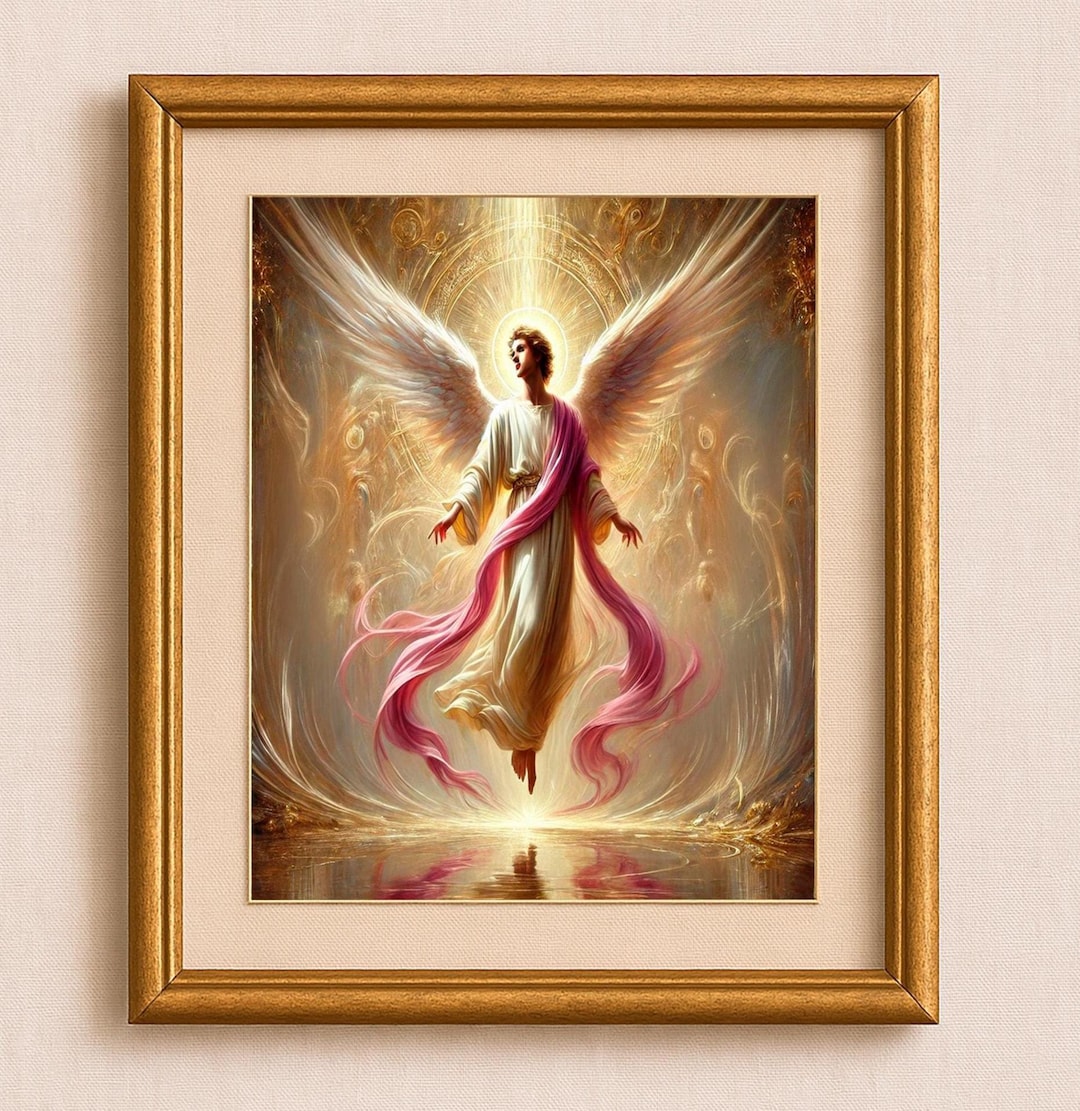 Archangel Zadkiel Oil Painting, Guardian Angel Icon (digital