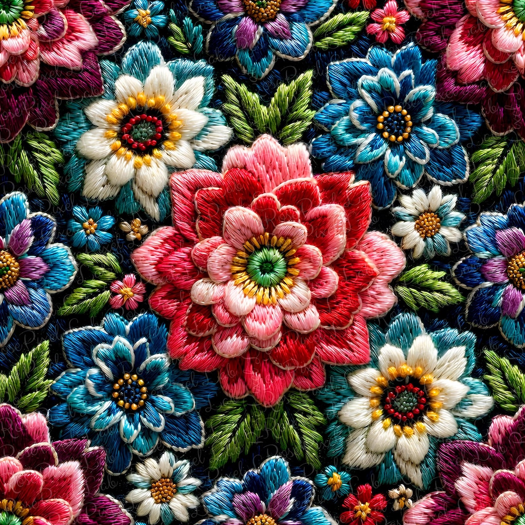 Colorful Embroidery Seamless File, Embroidery Seamless, Botanical ...