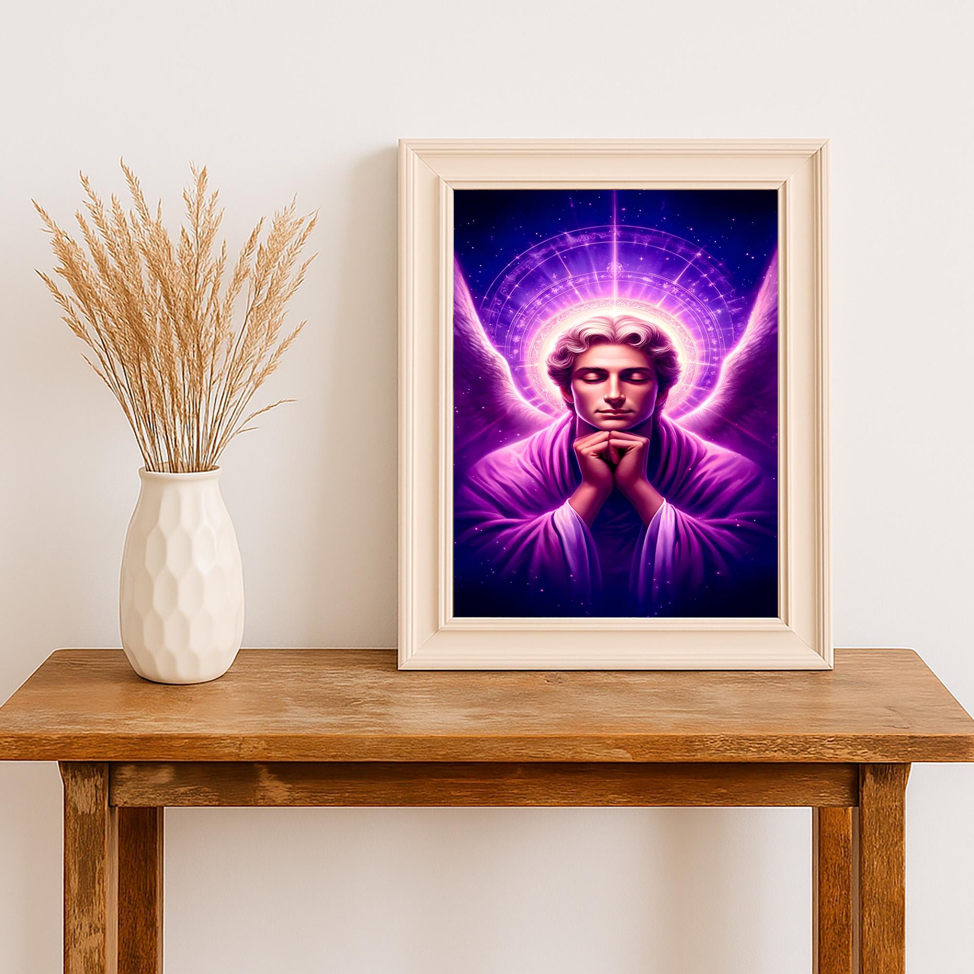 Archangel Zadkiel Art Print, Spiritual Seraphim Angel (digital