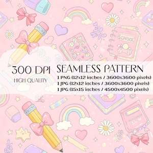 Girly Pastel Teacher Coquette Pattern Teacher Seamless Repeat Pattern Back to school digital paper School Sublimation Design School Pattern