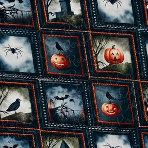 Padrão de abóbora assustador de Halloween sem costura, casa mal-assombrada, padrão de outono sem costura, linhas de arquivo, padrão de quadrados, padrão de listras, morcegos e aranhas