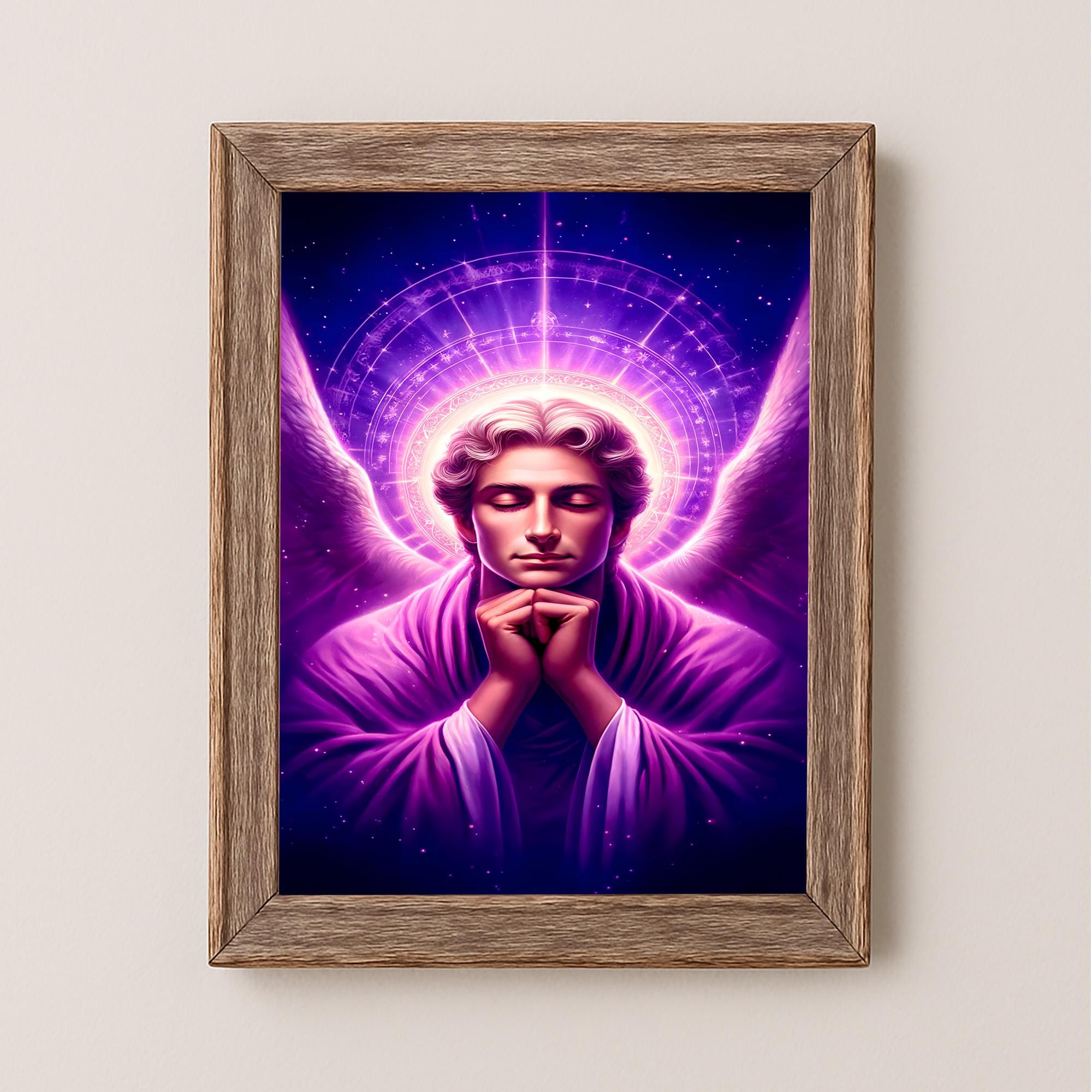 Archangel Zadkiel Art Print, Spiritual Seraphim Angel (digital