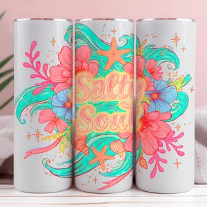 Beach Tumbler Wrap PNG, Sublimation Digital Download, 20 oz Skinny Tumbler Design, Summer Sea Turtle Starfish Instant Digital Download Only