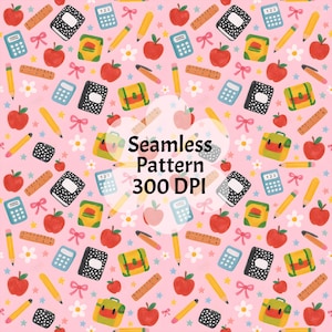 Cute Pencil School Seamless Pattern Coquette Pink Back To School Seamless Pattern Trendy Teacher Education Repeat Digital Paper Seamles File