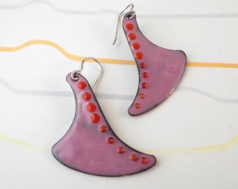 SALE getz gilberto jazz enamel earrings / cotton candy pink, maraschino cherry red, ruby red