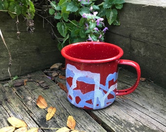 lavender & lemon mountains #3 / enamel steel camp ware mug