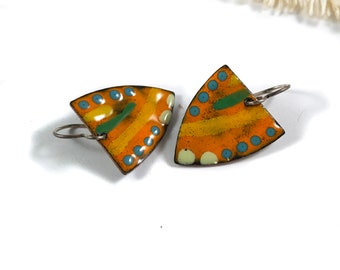 stay strong, stay safe / shield enamel earrings 08 marigold orange