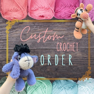Custom crochet  order, handmade crochet plushies, customizable amigurumi creature, custom stuffed animal crochet present, cute amigurumi