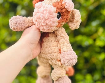 Crochet Cow Lovey, Handmade Amigurumi UNSTUFFED BODY plush