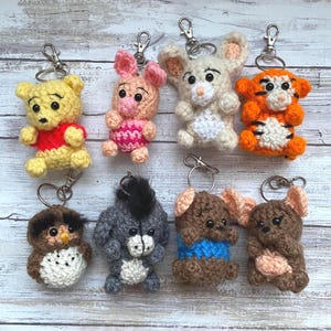 Winnie the Pooh keychain friends handmade crocheted hundred acre wood mini keychain buddies
