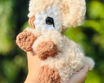 ręcznie robiony na szydełku, puszysty, jelonek z dużymi uszami, amigurumi