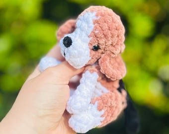 Crochet Puppy Plush: Handmade Chenille Yarn Amigurumi