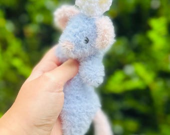 cute handmade floppy chef rat amigurumi fuzzy crochet mouse