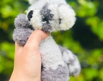 handmade crochet super fuzzy little raccoon, amigurumi baby raccoon