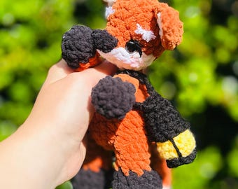 Handmade Crochet Fox With Lantern, Amigurumi Plush Toy Fox