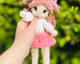 Crochet Doll Plushie: Handmade Coquette Doll Amigurumi