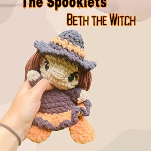 Patrón de amigurumi de bruja a crochet - Beth la Fantasmita (Patrón en PDF)