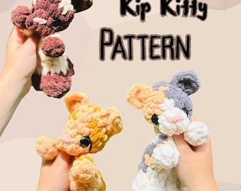 Crochet Kip the Kitty Pattern: Snuggler Kittens - With Calico, Siamese, and Tabby Color Variations (PDF Pattern)