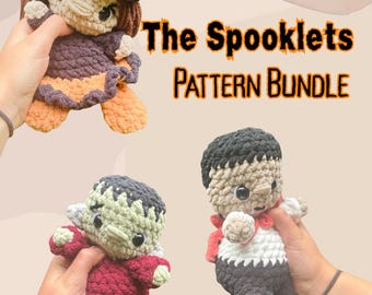 Crochet Spooklets Pattern Bundle, Amigurumi Witch, Vampire, Frankenstein (PDF Pattern)