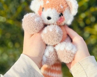 Handmade Crochet Red Panda Plushie, Fuzzy Amigurumi Toy