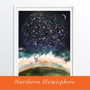 Star Constellations Map of the Northern Hemisphere - Nursery decor - Star illustration Large Wall art