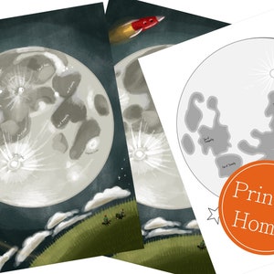 Mond Karte Druckbares Poster und Malset - Druckbare PDF-Homeschool / Lernressource - Karte des Mondes