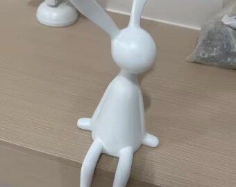 Creative black and white long ears white rabbit soft decoration