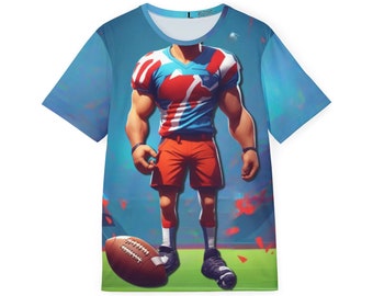 Rire de Gridiron ! Maillot de sport pour homme avec motif de footballeur de dessin animé – Affrontez le terrain avec une flexibilité comique ! Marquez et riez!