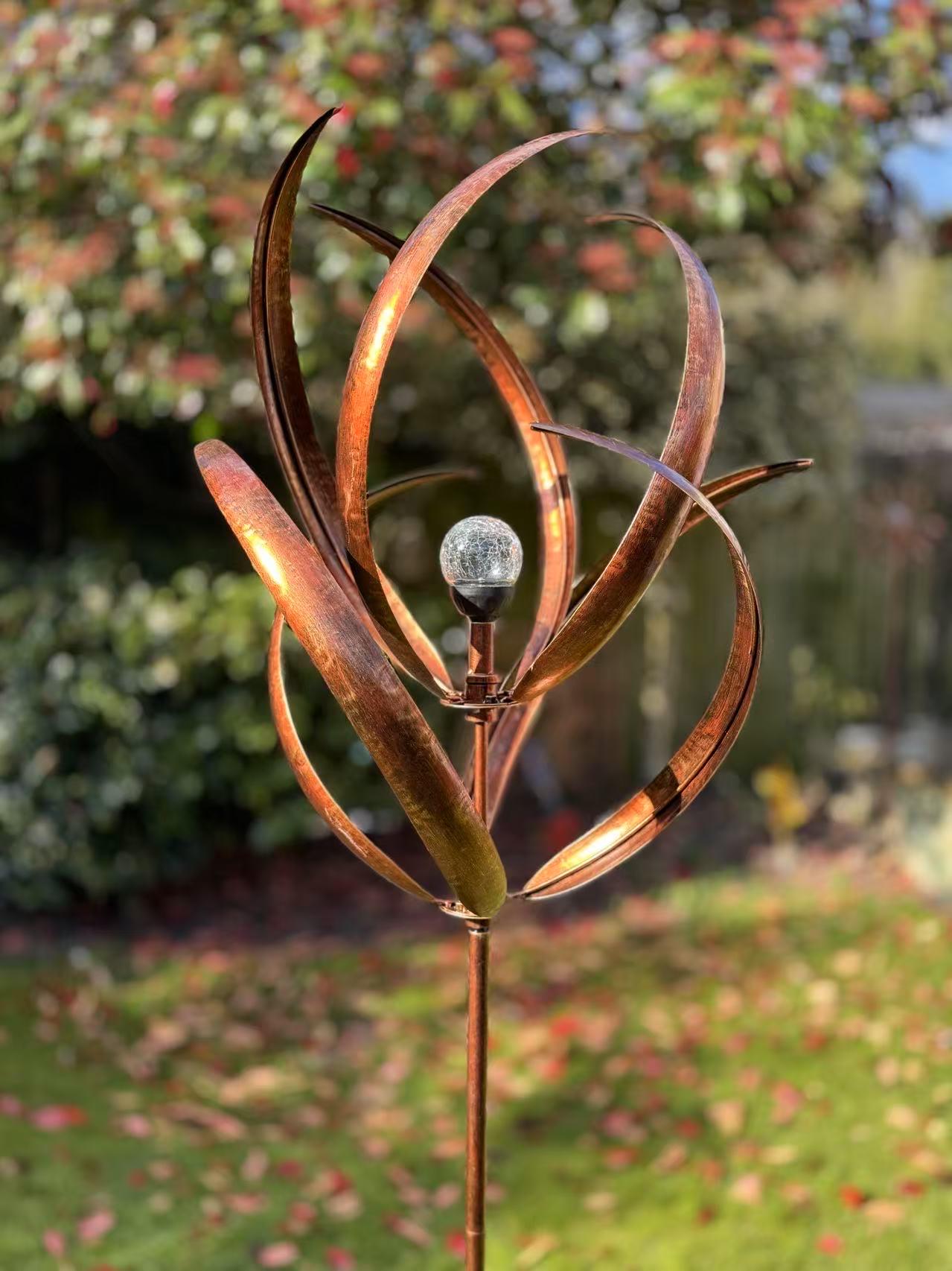 Knightsbridge Bronze Powder Coated Steel Flower Windspinner for