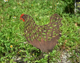 Bronze metal garden/outdoors cutout powder coated hen Mike 38cm