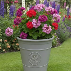 Handmade  2 x polyresin white sunflower recycled plastic flower pots 30x31cm