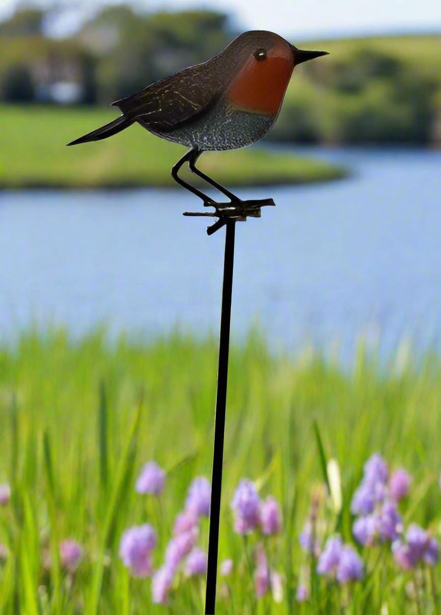 Handmade Powder Coated Robin on a Pole Sculpture 130cm Tall - Etsy UK