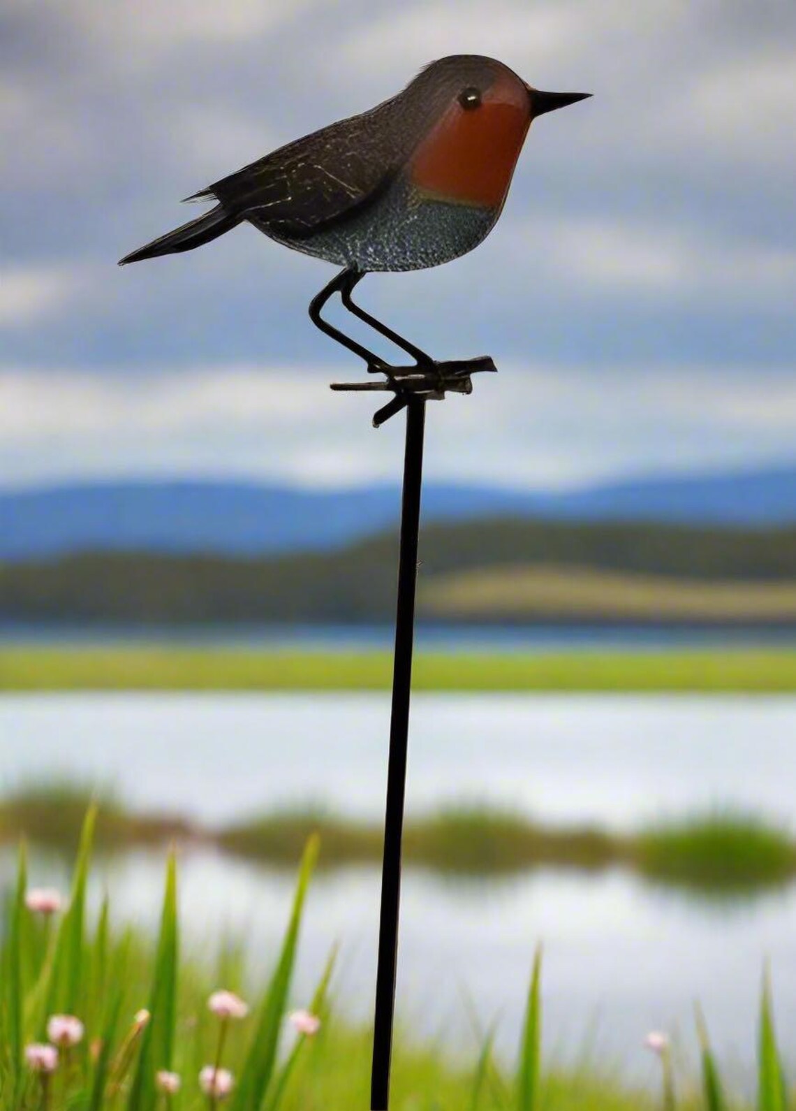 Handmade Powder Coated Robin on a Pole Sculpture 130cm Tall - Etsy UK