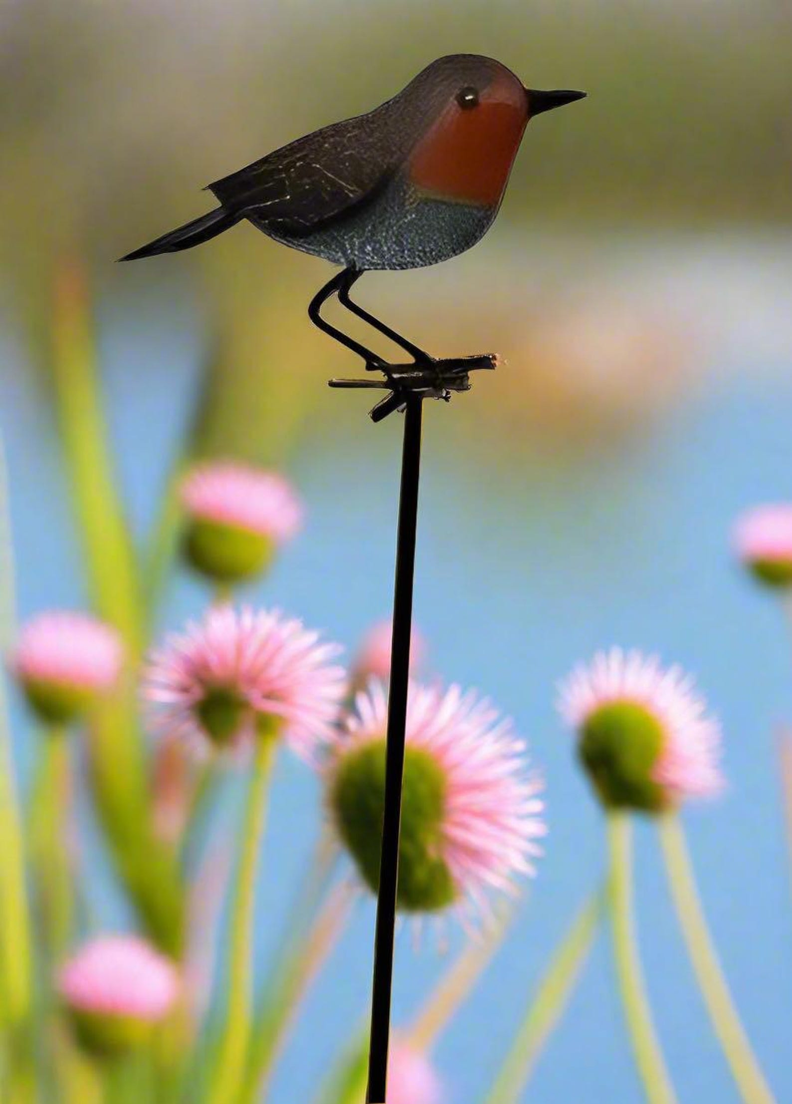Handmade Powder Coated Robin on a Pole Sculpture 130cm Tall - Etsy UK