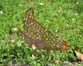 Bronze metal garden/outdoor cut out hen Bella 38cm