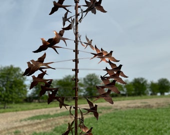 Knightsbridge bronze powder coated steel birds in flight windspinner outdoors/garden anniversary/birthday gift/ garden decor/ garden gift