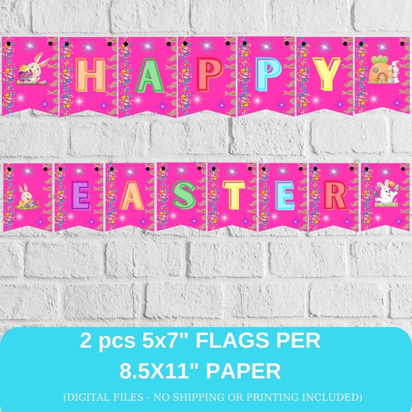 Happy Easter Banner, Easter Bunting Banner, Easter Party Decor, Easter Egg Banner, Spring Banner, Easter Party, Printable, Instant Download