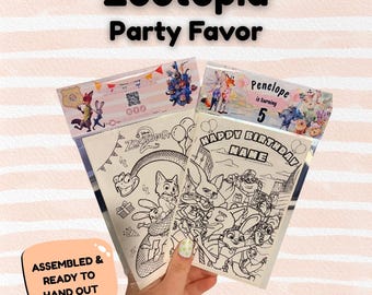 Personlig Zootropia-festgåva • Målarfärgsklistermärkespaket • Födelsedagsaktivitetsset • Anpassad goodiebag • Utskrivbart eller monterat alternativ