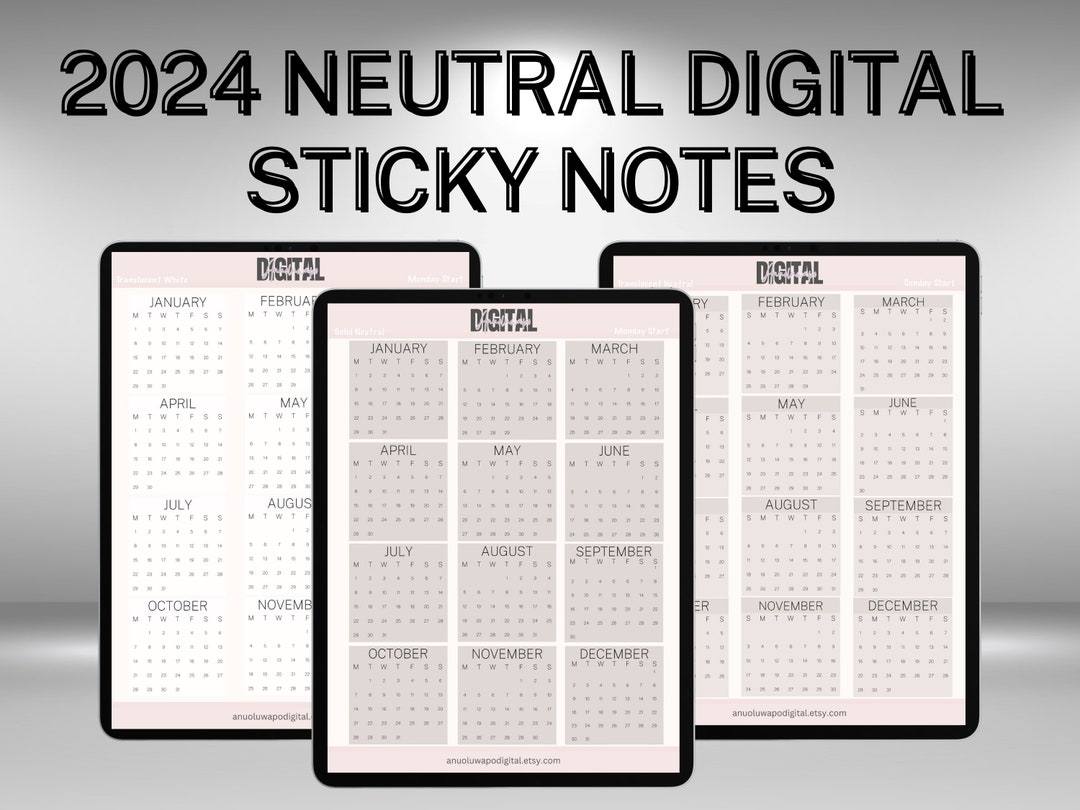 2024 Calendar Digital Stickers and Widgets, Digital Sticky Note