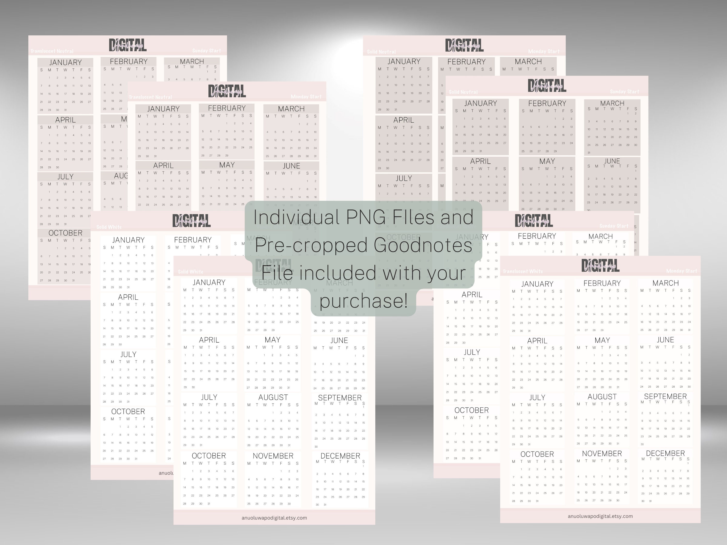 2024 Calendar Digital Stickers and Widgets, Digital Sticky Note