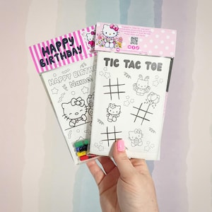 Recuerdos de fiesta de cumpleaños de Hello Kitty • Paquete de actividades y para colorear para niños • Bolsa de regalos personalizada • Set de recuerdos de fiesta físicos