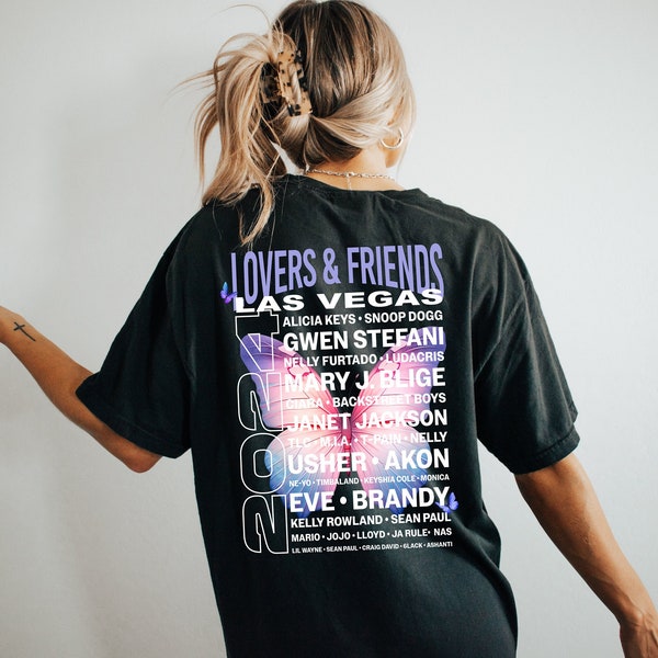 Lovers and Friends T-Shirt, 2024 Festival Las Vegas Shirt, Concert Tee Shirt ft. Usher, Alicia Keys, Snoop Dogg, Music Festival Outfit