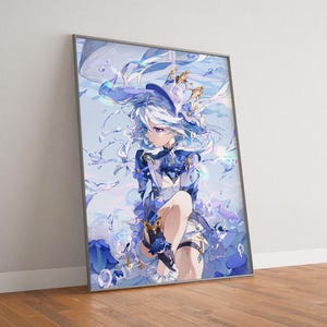 Genshin Auswirkungen Furina Poster, Hochwertige Leinwand Poster Druck, Geschenke für Freund oder Freundin, Geburtstagsgeschenk, Fan artikel