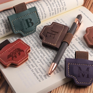 Custom Bookmark, Personalized Engraved Leather Magnetic Bookmark with Pen Holder, Custom Name Bookmark, Gifts for Readers, Gifts for Readers