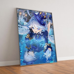 Genshin Auswirkungen Furina Poster, Hochwertige Leinwand Poster Druck, Geschenke für Freund oder Freundin, Geburtstagsgeschenk, Fan artikel
